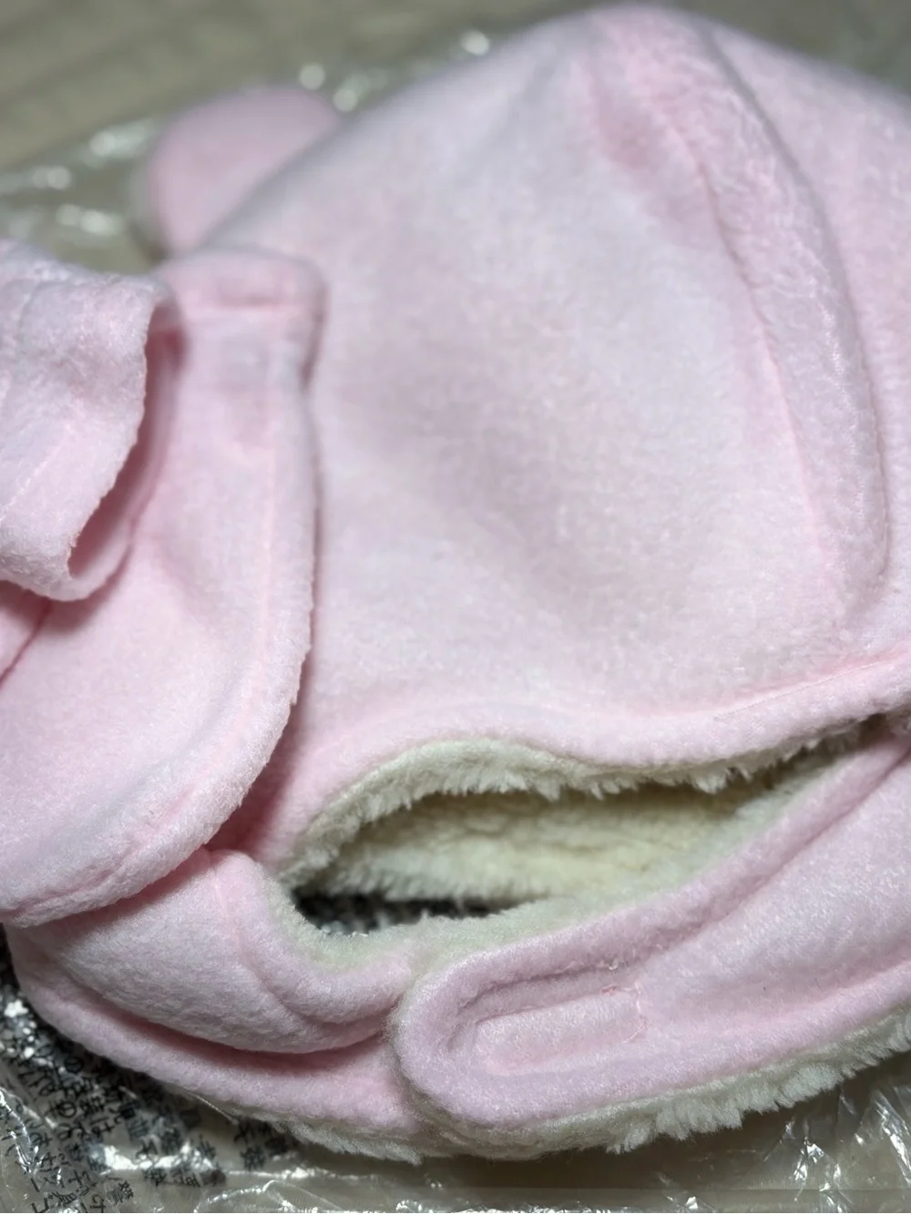 Old Navy 12-18M Soft Fleece Pink Bear Hat with Matching Mittens